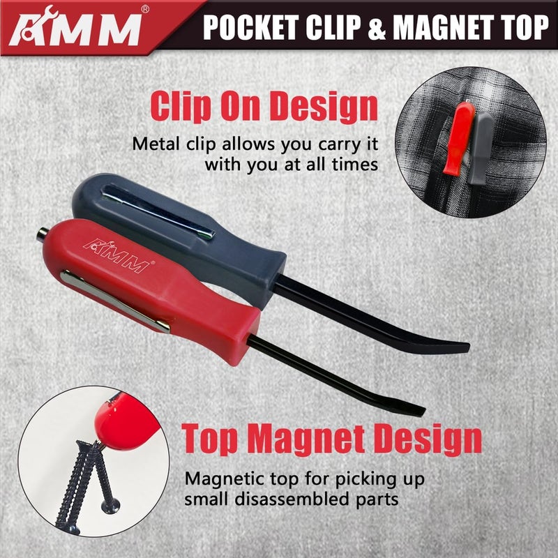 AMM 4 PCS Pocket Pry Bar Set, Mini Pry Bar with Magnet Top and Pocket Clip, 4.5" Small Pry Bar for Home Office, Car Repair Gadgets, Electronics and Mechanics Repair - Image 3